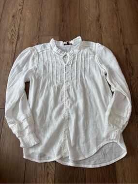 Quince White Ruffled Top